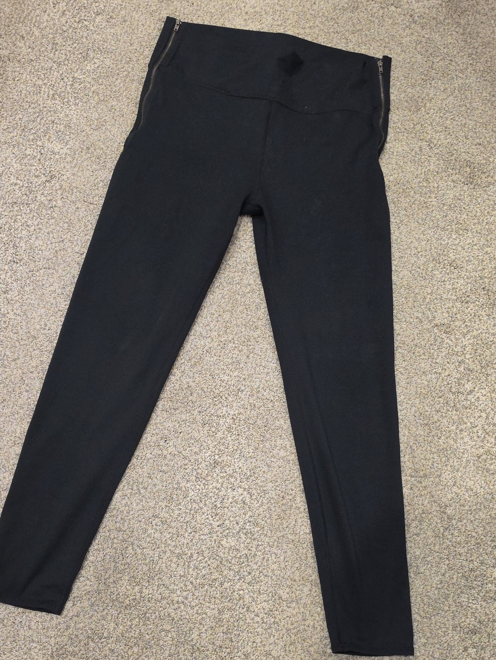 Fabletics Black High-Rise Leggings with Side Zippers